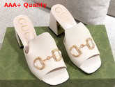 Gucci Womens Slide Sandal with Horsebit White Leather 655412 Replica