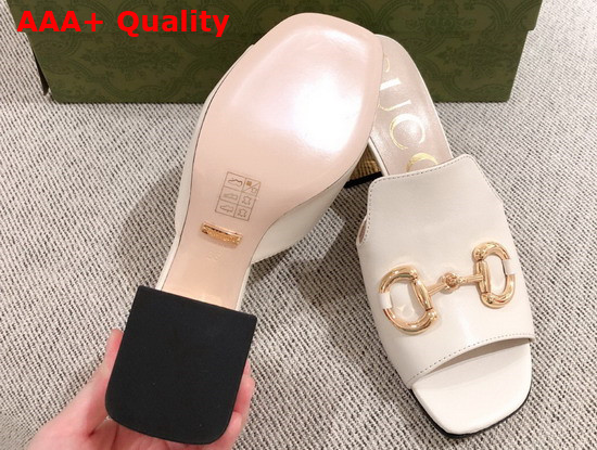 Gucci Womens Slide Sandal with Horsebit White Leather 655412 Replica