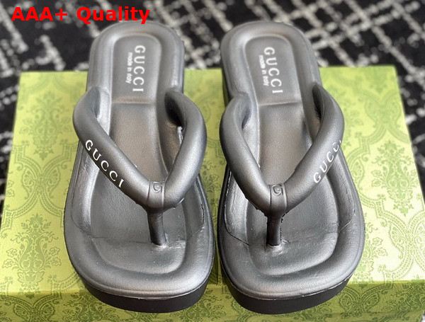 Gucci Womens Thong Platform Sandal in Black Rubber Replica