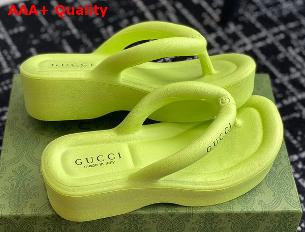 Gucci Womens Thong Platform Sandal in Light Green Rubber Replica