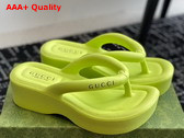 Gucci Womens Thong Platform Sandal in Light Green Rubber Replica