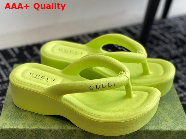 Gucci Womens Thong Platform Sandal in Light Green Rubber Replica