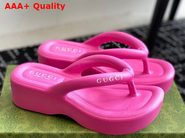 Gucci Womens Thong Platform Sandal in Pink Rubber Replica