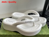 Gucci Womens Thong Platform Sandal in White Rubber Replica