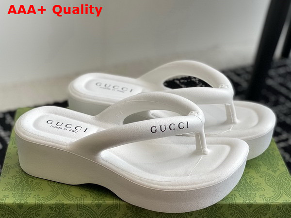 Gucci Womens Thong Platform Sandal in White Rubber Replica