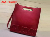 Gucci XL Leather Tote Hibiscus Red Leather Replica