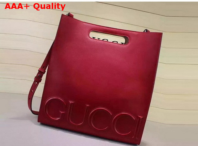 Gucci XL Leather Tote Hibiscus Red Leather Replica