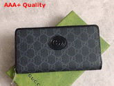 Gucci Zip Around Wallet with Interlocking G in Black GG Supreme Canvas Replica