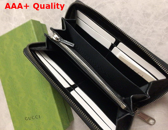 Gucci Zip Around Wallet with Interlocking G in Black GG Supreme Canvas Replica