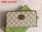 Gucci Zip Around Wallet with Interlocking G in Brown GG Supreme Canvas Replica