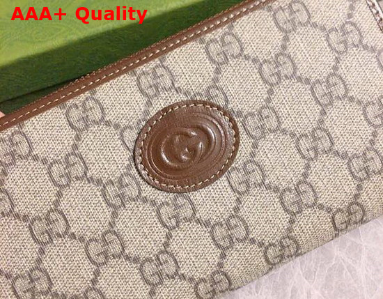 Gucci Zip Around Wallet with Interlocking G in Brown GG Supreme Canvas Replica