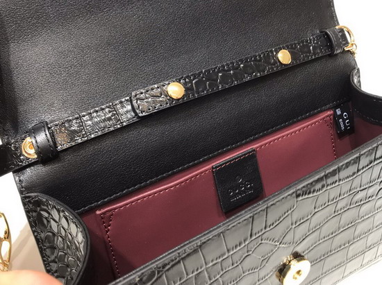 Gucci Zumi Crocodile Medium Shoulder Bag in Black