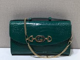 Gucci Zumi Crocodile Medium Shoulder Bag in Dark Green