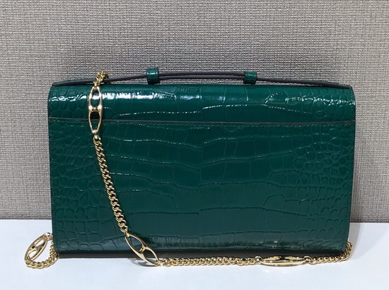 Gucci Zumi Crocodile Medium Shoulder Bag in Dark Green