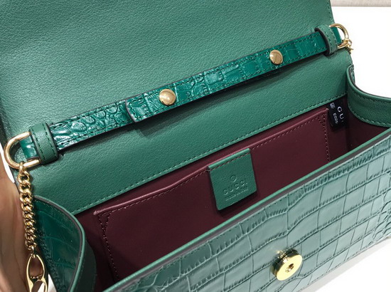 Gucci Zumi Crocodile Medium Shoulder Bag in Dark Green