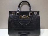 Gucci Zumi Crocodile Medium Top Handle Bag in Black Crocodile 564714