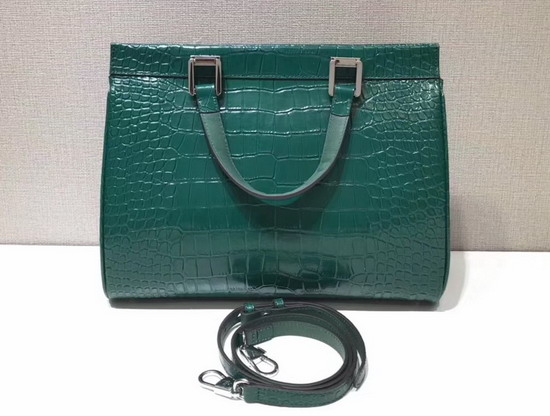 Gucci Zumi Crocodile Medium Top Handle Bag in Dark Green Crocodile 564714