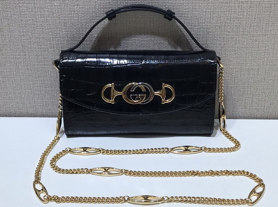 Gucci Zumi Crocodile Mini Shoulder Bag in Black