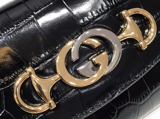 Gucci Zumi Crocodile Mini Shoulder Bag in Black