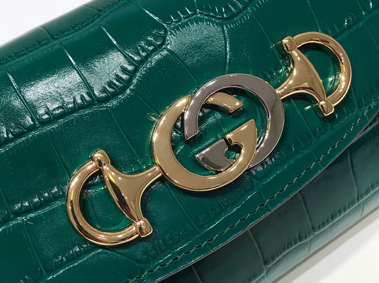 Gucci Zumi Crocodile Mini Shoulder Bag in Dark Green