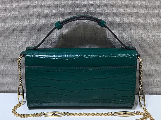 Gucci Zumi Crocodile Mini Shoulder Bag in Dark Green