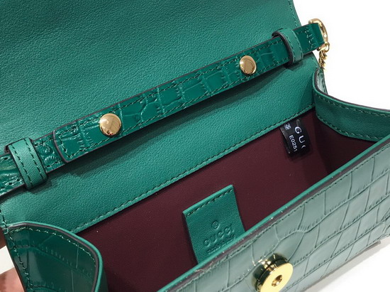 Gucci Zumi Crocodile Mini Shoulder Bag in Dark Green