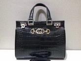 Gucci Zumi Crocodile Small Top Handle Bag in Black Crocodile