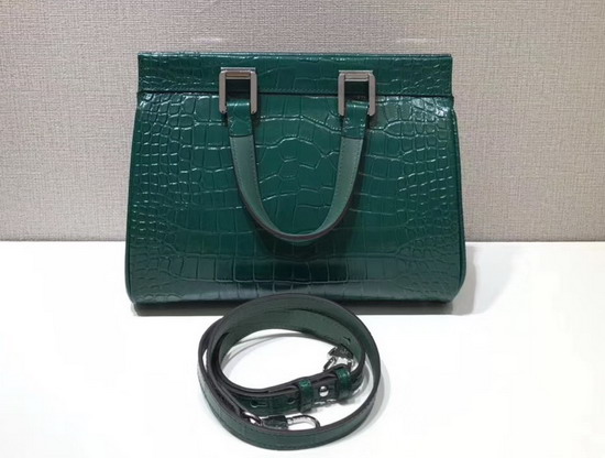 Gucci Zumi Crocodile Small Top Handle Bag in Dark Green Crocodile