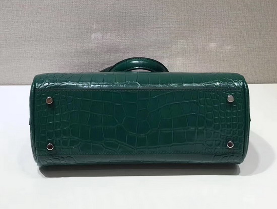 Gucci Zumi Crocodile Small Top Handle Bag in Dark Green Crocodile