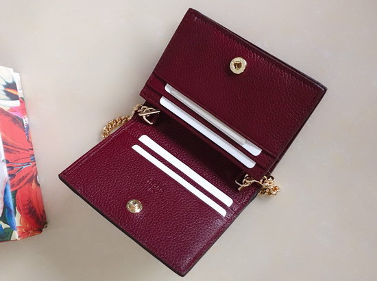 Gucci Zumi Grainy Leather Card Case Wallet in Burgundy 570660