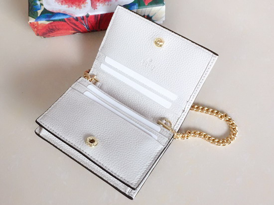 Gucci Zumi Grainy Leather Card Case Wallet in White 570660