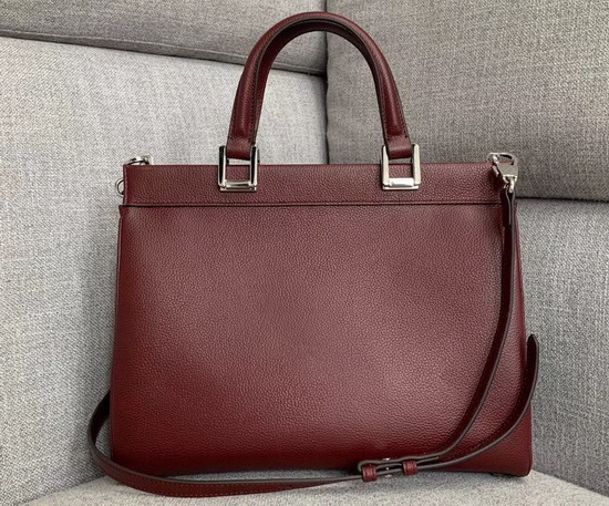 Gucci Zumi Grainy Leather Medium Top Handle Bag in Burgundy Grainy Leather 564714