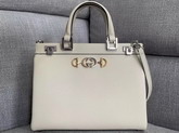 Gucci Zumi Grainy Leather Medium Top Handle Bag in White Grainy Leather 564714