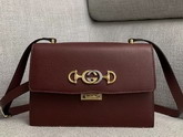 Gucci Zumi Grainy Leather Small Shoulder Bag in Burgundy Grainy Leather 576388