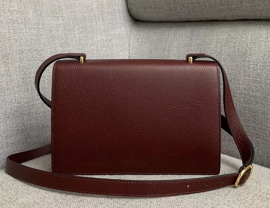 Gucci Zumi Grainy Leather Small Shoulder Bag in Burgundy Grainy Leather 576388