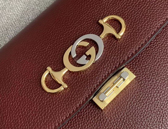 Gucci Zumi Grainy Leather Small Shoulder Bag in Burgundy Grainy Leather 576388