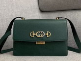 Gucci Zumi Grainy Leather Small Shoulder Bag in Dark Green Grainy Leather 576388