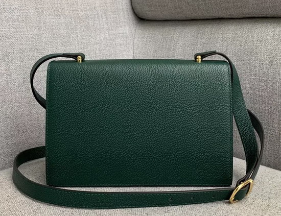 Gucci Zumi Grainy Leather Small Shoulder Bag in Dark Green Grainy Leather 576388