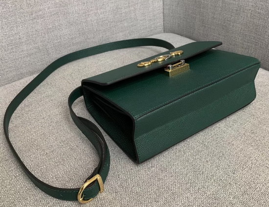 Gucci Zumi Grainy Leather Small Shoulder Bag in Dark Green Grainy Leather 576388