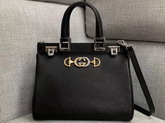 Gucci Zumi Grainy Leather Small Top Handle Bag in Black 569712