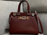 Gucci Zumi Grainy Leather Small Top Handle Bag in Burgundy 569712