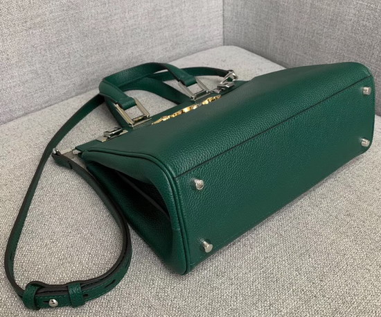 Gucci Zumi Grainy Leather Small Top Handle Bag in Dark Green 569712