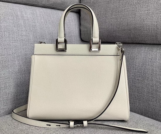 Gucci Zumi Grainy Leather Small Top Handle Bag in White 569712