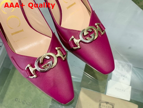 Gucci Zumi Mid Heel Leather Pump in Light Purple Leather 596860 Replica