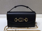 Gucci Zumi Smooth Leather Mini Shoulder Bag in Black Smooth Leather 564718