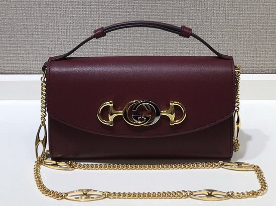 Gucci Zumi Smooth Leather Mini Shoulder Bag in Burgundy Smooth Leather 564718