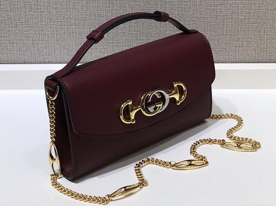 Gucci Zumi Smooth Leather Mini Shoulder Bag in Burgundy Smooth Leather 564718