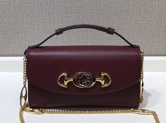 Gucci Zumi Smooth Leather Mini Shoulder Bag in Burgundy Smooth Leather 564718