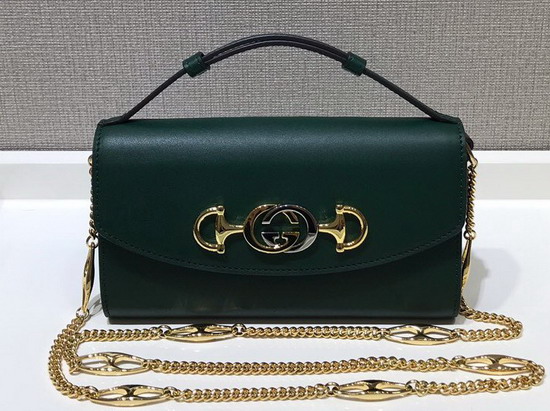 Gucci Zumi Smooth Leather Mini Shoulder Bag in Dark Green Smooth Leather 564718