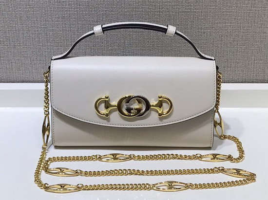 Gucci Zumi Smooth Leather Mini Shoulder Bag in White Smooth Leather 564718